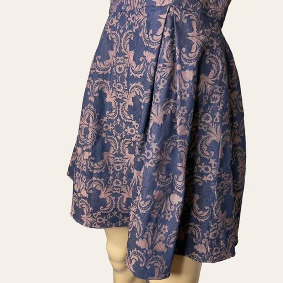 Addie|Fit & Flare Dress|Small|Brown Black|Knee Length|Sleeveless|Pleated|Cotton - Picture 10 of 15